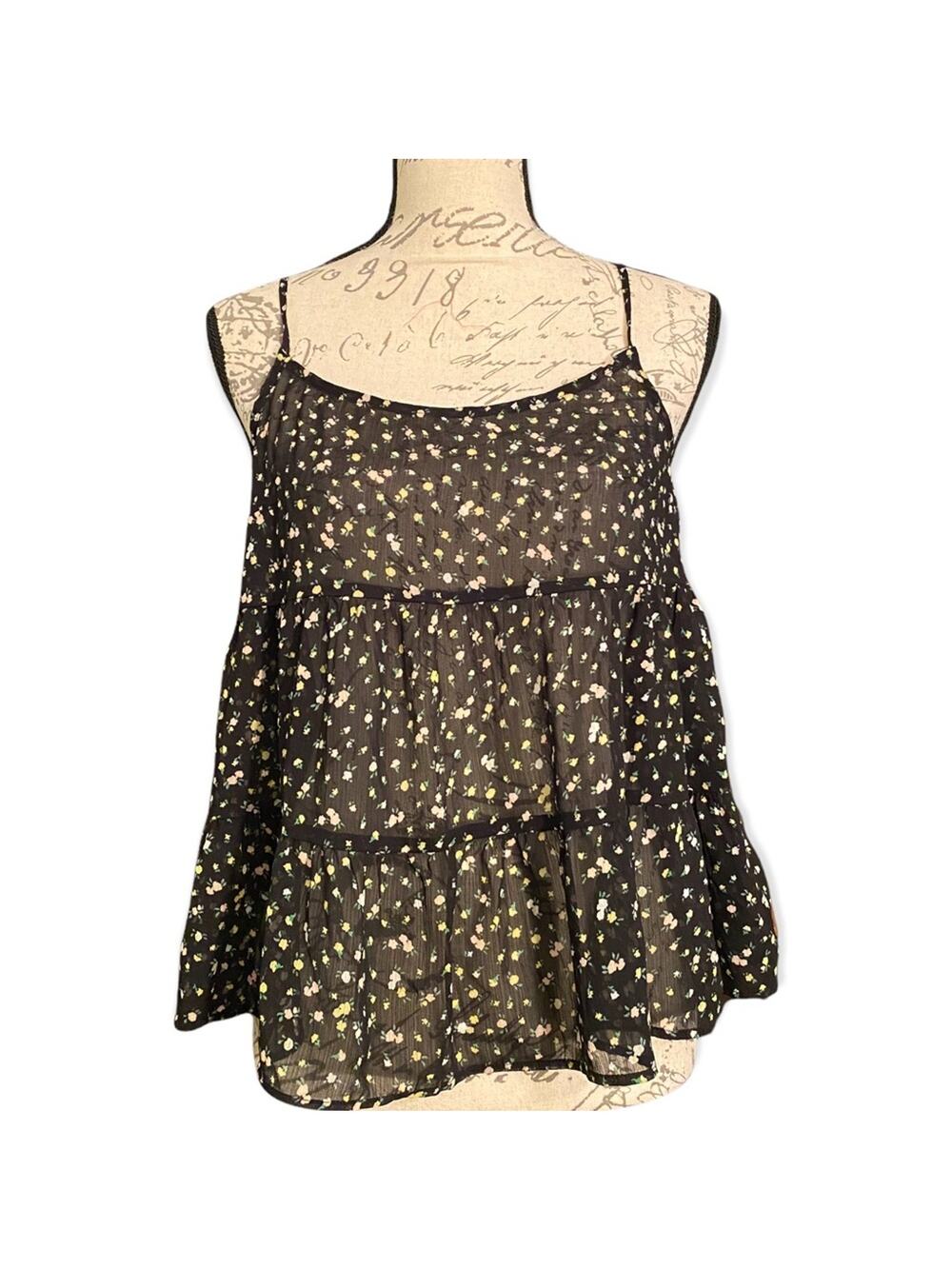 H&M Divided Semi Sheer Floral Babydoll Top Size Small